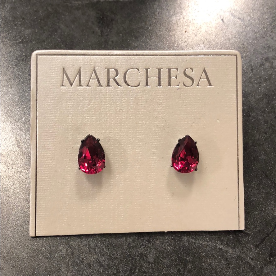 Ruby RedPink Teardrop Earring Studs 25$